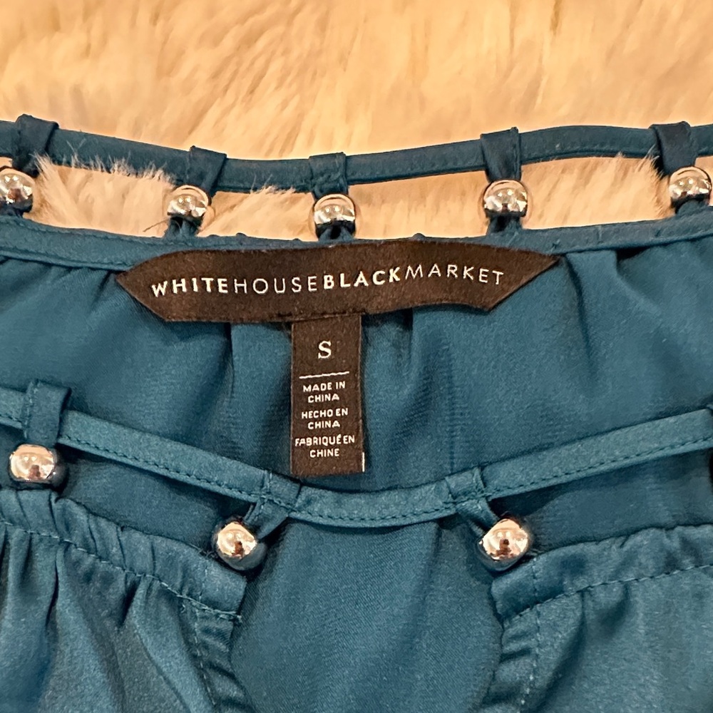 White House Black Market Teal Silk Blouse